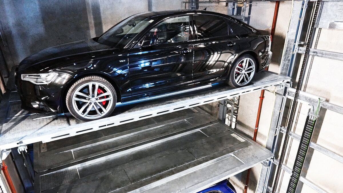 The car is parked in a car parking system
