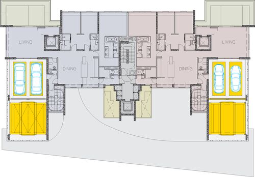 Schematic diagram showing the layout of the parking systems in the building