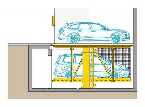 Diagram showing the arrangement of the cars in a parking system