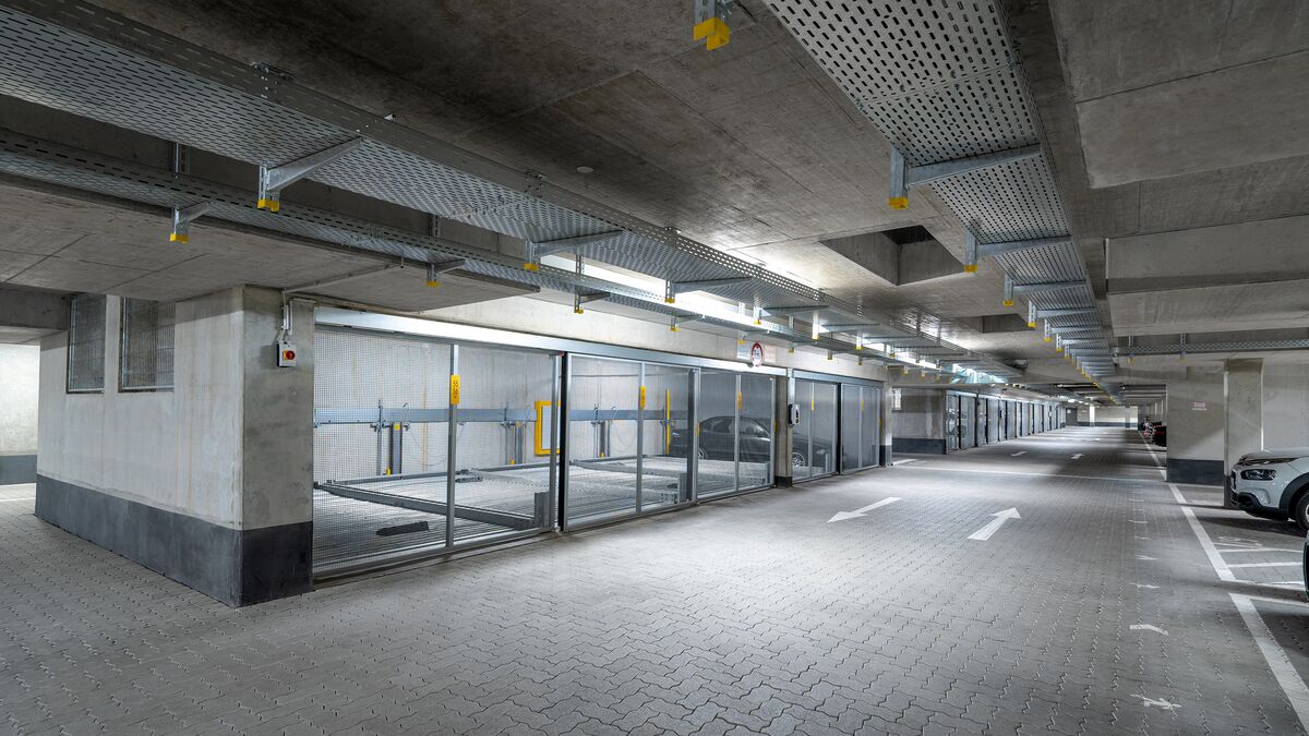 Overview of the layout of the parking systems in the underground car park