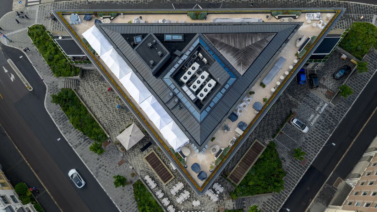 Aerial view of the building that formerly housed the US Embassy in Oslo