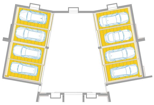 Un sistem de parcare este prezentat sub formă de grafică.