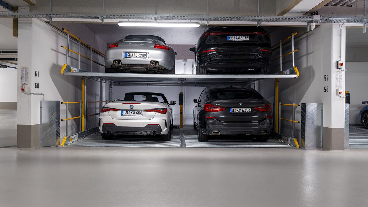 Cars are parked in a car parking system