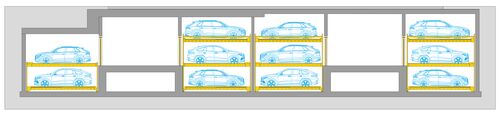 Side sectional view of the parking system.